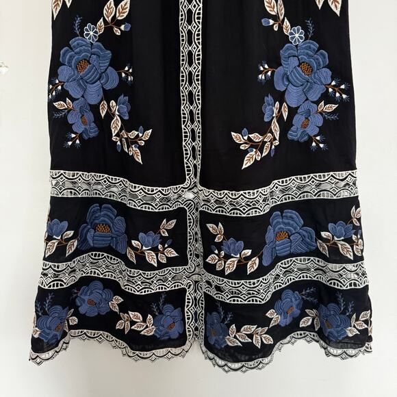 Farm Rio Black Bold Flowers Long Sleeve Midi Dress - Picture 8 of 11